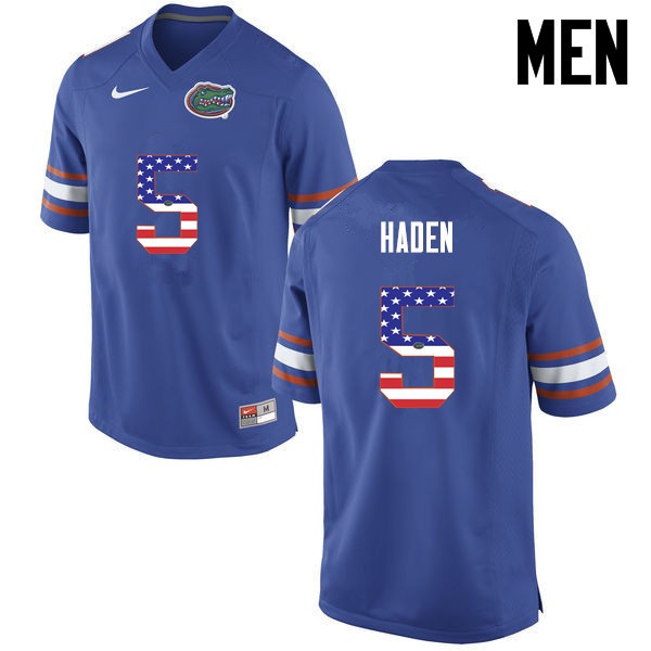 Florida Gators Men #5 Joe Haden College Football Jersey USA Flag Fashion Blue